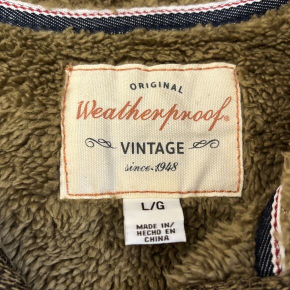 Weatherproof Vintage Sweatshirt Mens Large Brown Fleece Henley Pullover Heavy - Picture 3 of 9